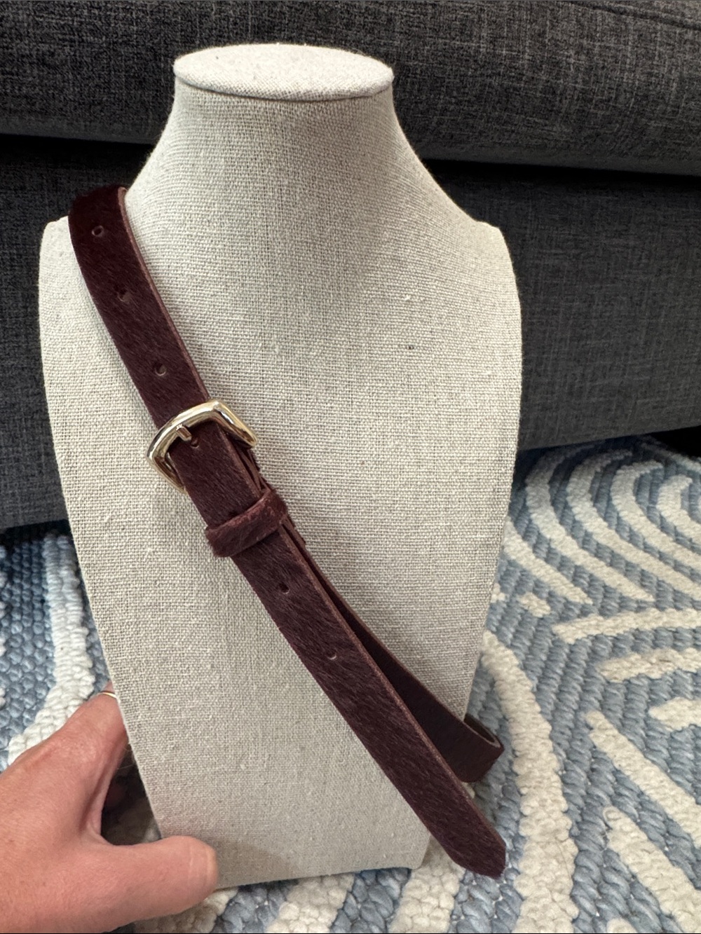 Banana Republic Genuine Leather Hair-On-Hide Belt Oxblood S Made in USA
